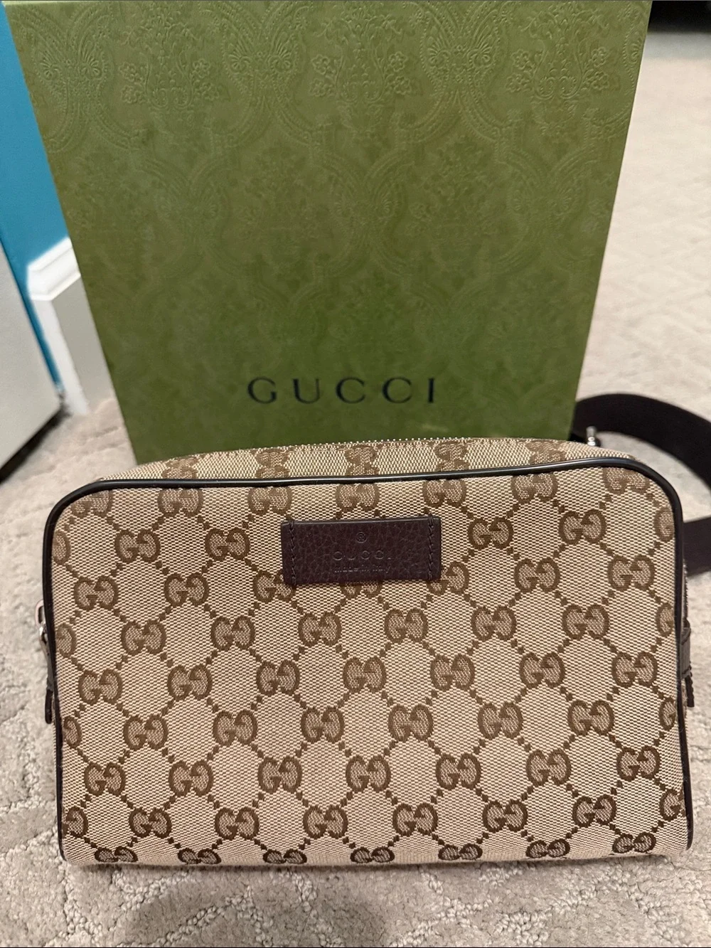 Gucci Beige & Brown GG Canvas Belt Bag